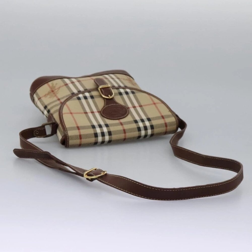 Burberrys Nova Check Shoulder Bag PVC Leather Beige Brown gold Auth BD093 - Picture 8 of 16